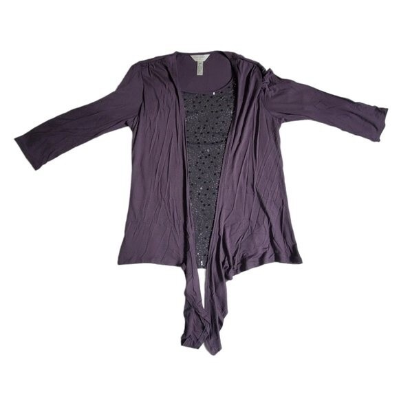 Three Seasons Maternity Layered Top with Sequin Accents Size S - Picture 1 of 12